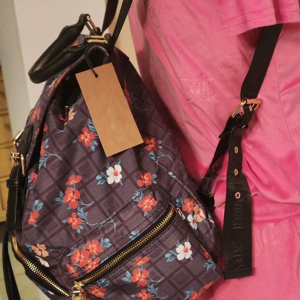 NWT ❗️ Steve Madden black multicolor floral bsolly backpack large travel orginaz - Picture 8 of 11